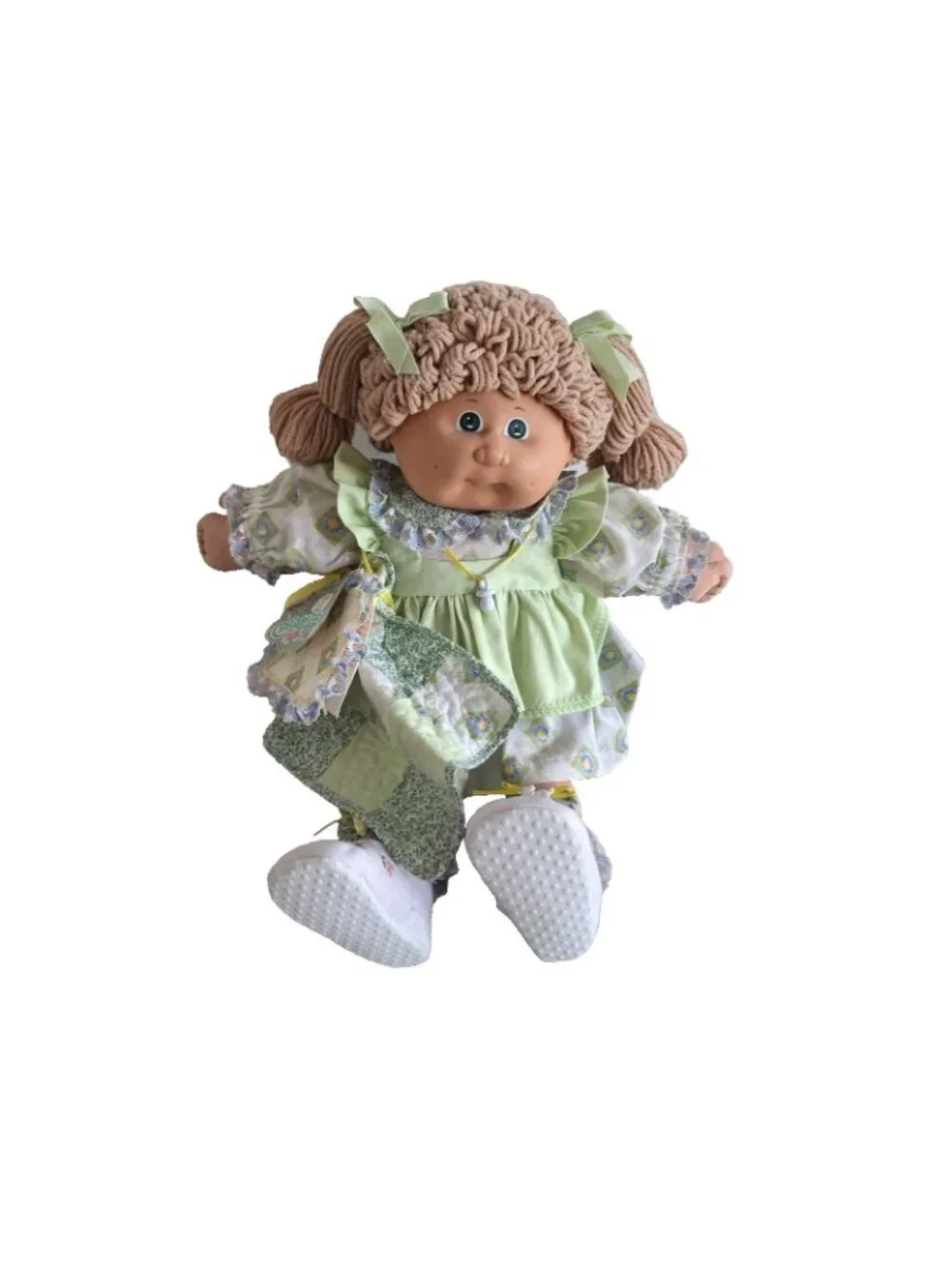 1985 Cabbage Patch Kid PMI Green Signage Tan Hair Blue Eyes +Scarlet Thread Card